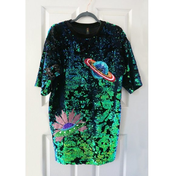 Ragyard Sequin Velvet T-shirt Dress - Picture 1 of 14